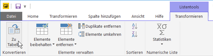 Power Query Liste in Tabelle wandeln