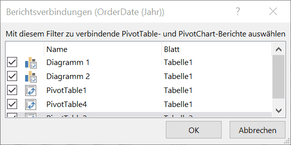 Excel Slicer übergreifend verwenden