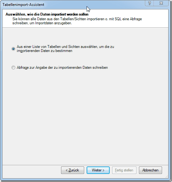 Tabellen-Import Assistent