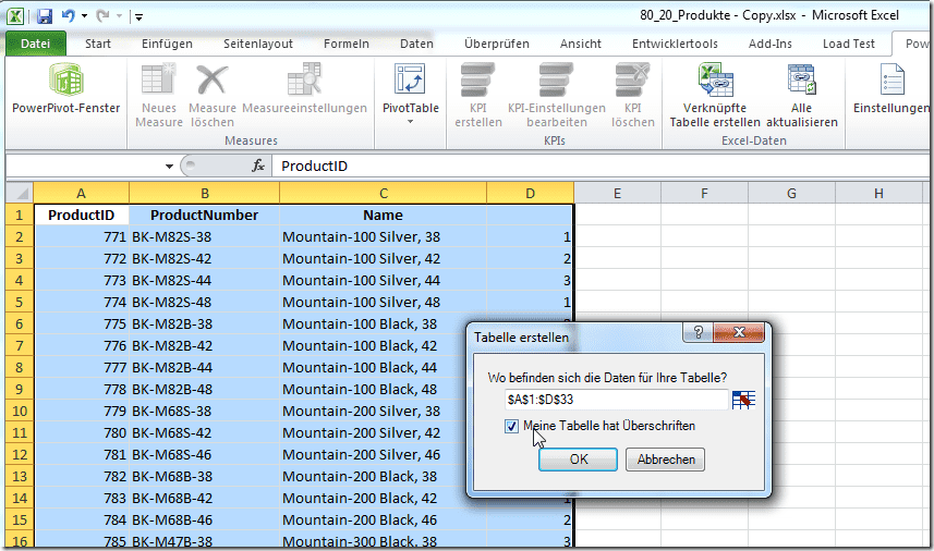 Verknüpfte Tabelle erstellen