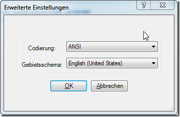 erweiterte Einstellungen bei Textdateien