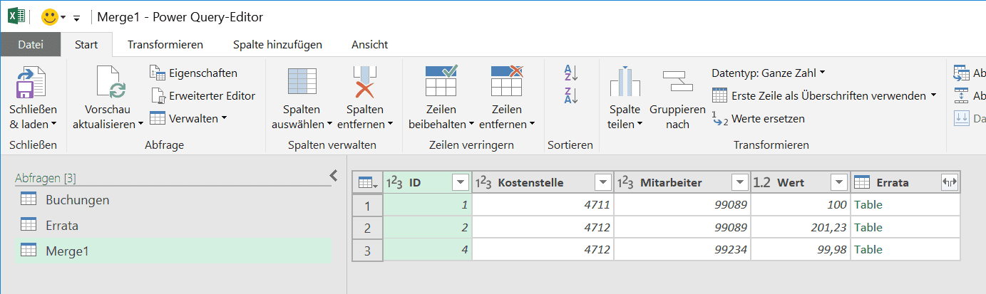 Buchungen nach Anti-Join