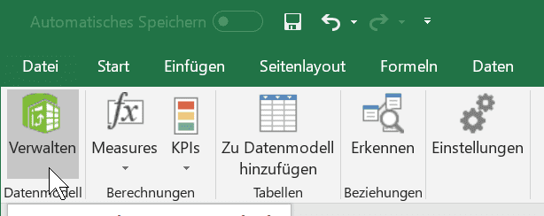 Excel Power Pivot Datenmodell öffnen