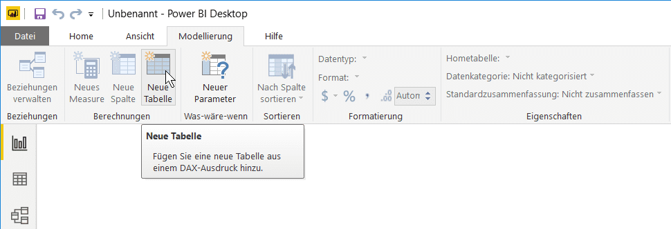 In Power BI eine neue Tabelle anlegen