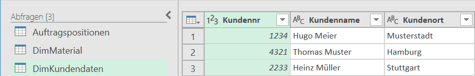 DimKunden als Ergebnis der Transformation