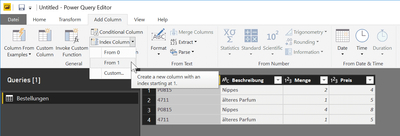 Index-Spalte in PowerQuery