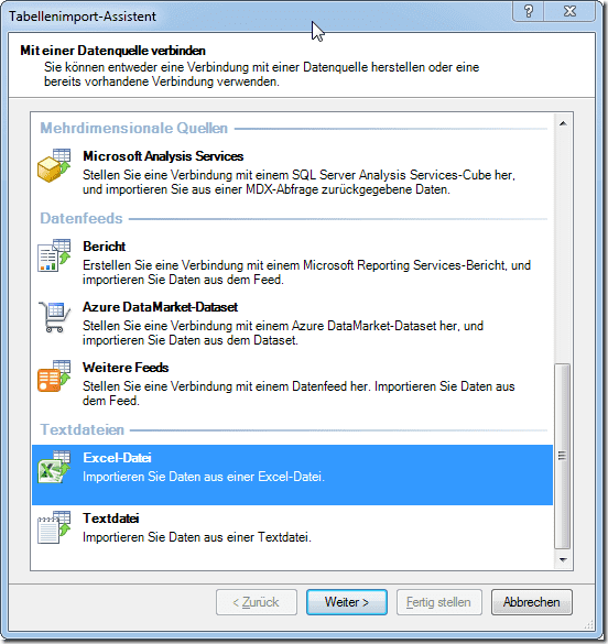 Tabellen-Import Assistent