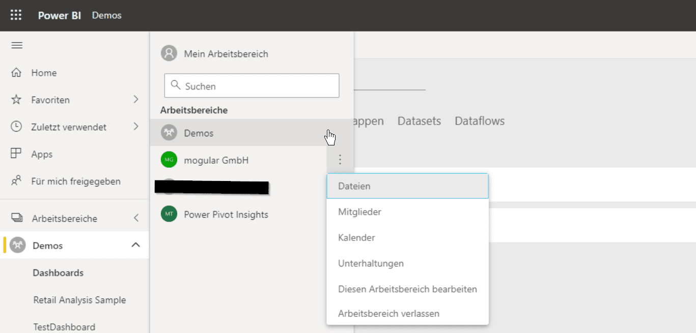 Zugriff über ältere Workspaces