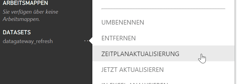 Zeitplanaktualisierung eines Datasets