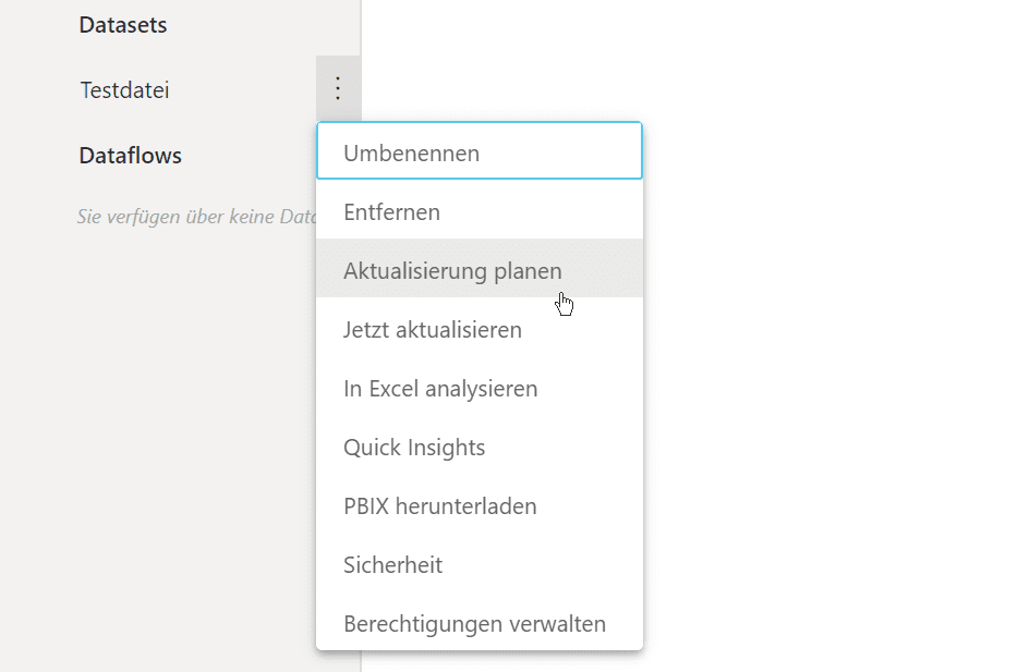 Aktualisierung planen im Power BI Service