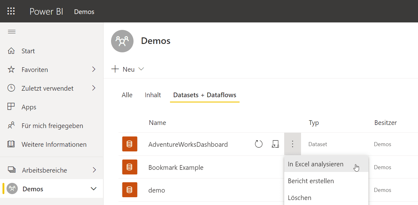 Power BI Datenmodell in Excel analysieren