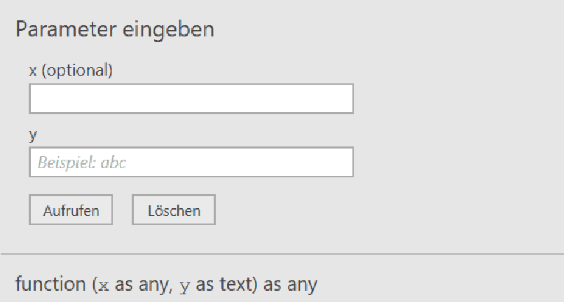 Power Query Funktionsdialog - text ist nicht optional