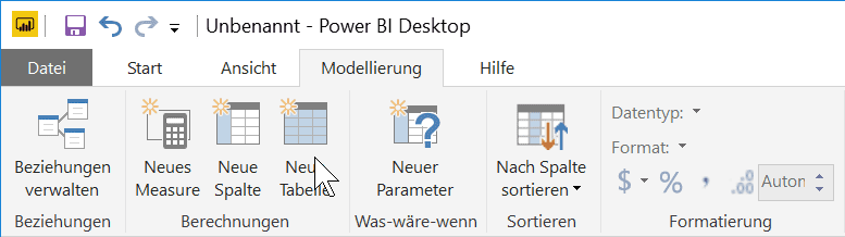 Power BI: Neue Tabelle anlegen