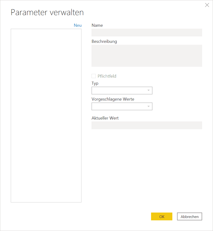 Power Query Parameter Verwaltung