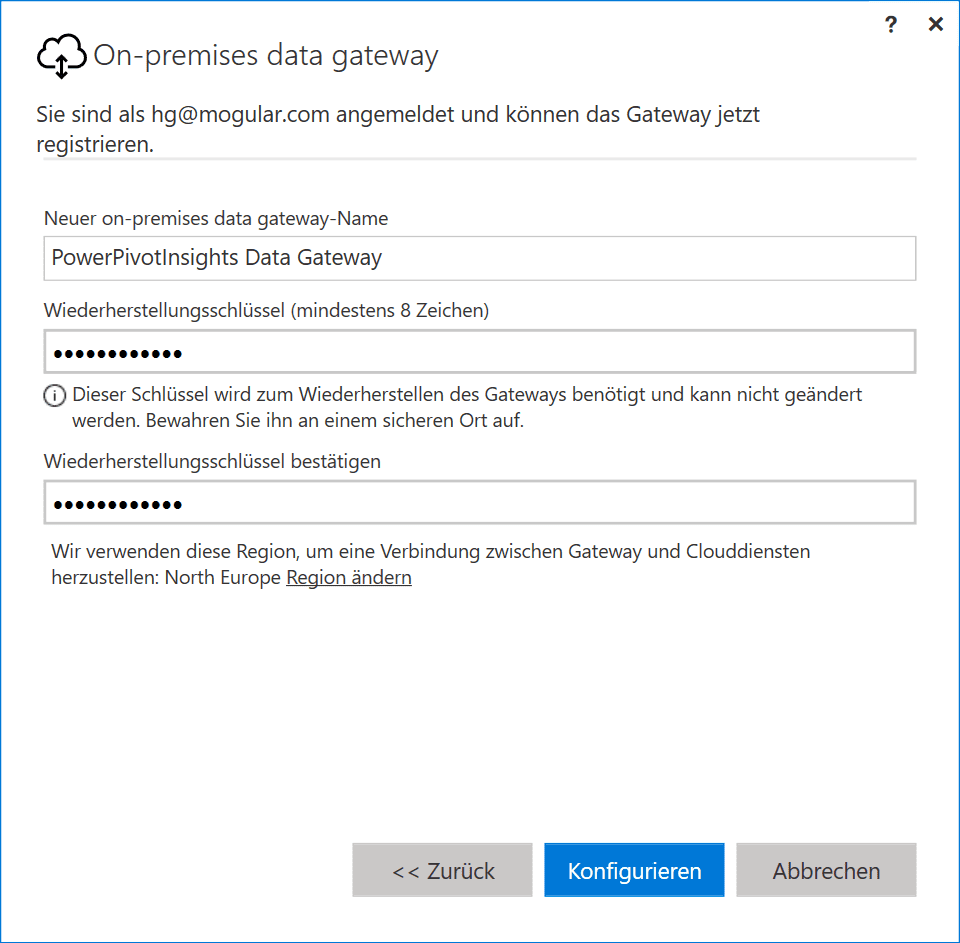 Konfigurationsoberfläche data gateway