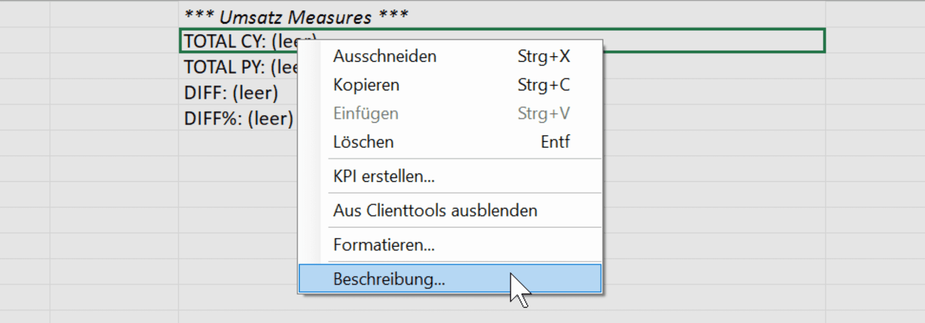 Excel Power Pivot Measures dokumentieren