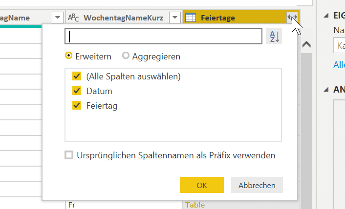 Power Query Spalte expandieren