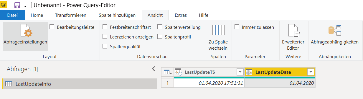 LastUpdateInfo in Power Query