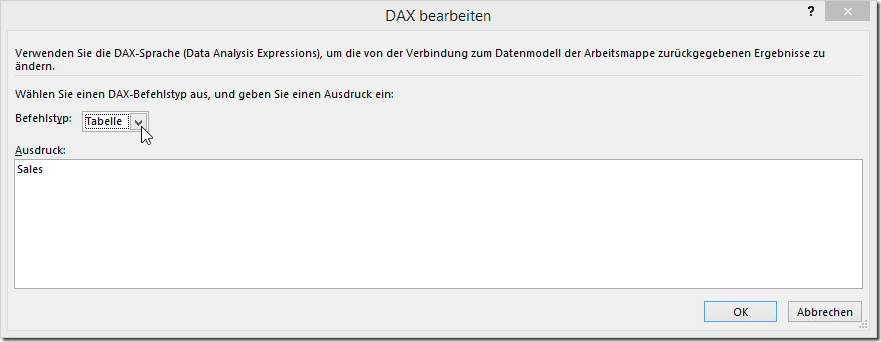 DAX bearbeiten Dialog