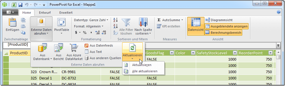 Daten aktualisieren