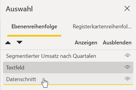 Auswahlbereich in Power BI Desktop