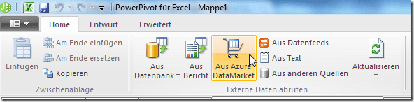 Azure Marketplace in Excel