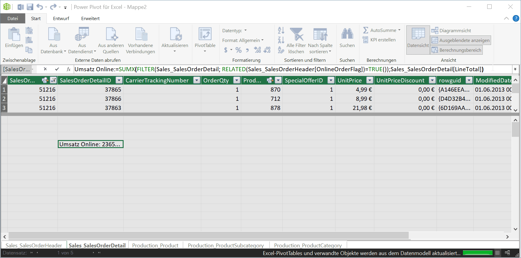 Measures in Excel Power Pivot