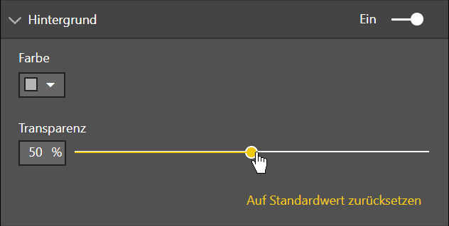 Einstellung der Transparenz über die Oberfläche in Power BI