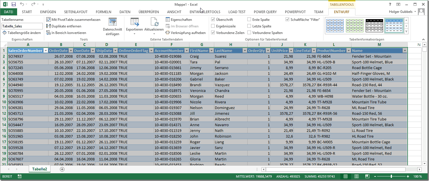 Daten aus dem Datenmodell in Excel